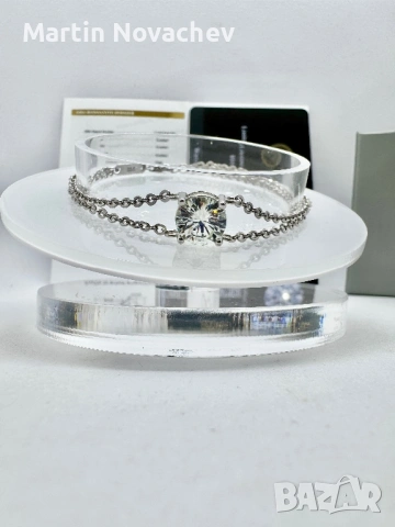 Сребърна гривна с мойсанит (Диамант) 2 карата, снимка 3 - Гривни - 54089901