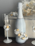 Сватбен комплект, чаши, кутия за дарове, букет, снимка 1 - Сватбени аксесоари - 44632040