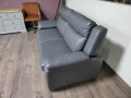 Сив кожен диван тройка с функция сън, снимка 10