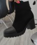 Дамски черни боти кожа и велур , снимка 4