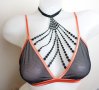 Уникален сутиен с тюлени черни чашки и чокър за врат 75/80В размер., снимка 3