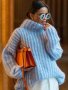 Дамски модерен нов пухкав пуловер с дълъг ръкав, 4цвята - 023 , снимка 8