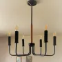 Модерен класически висящ полилей метал с дърво / 6 рамена, снимка 3
