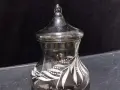 Стъклена бонбониера купа с капак захарница бонбониера и др, снимка 6