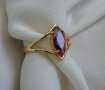 Позлатен сребърен пръстен с кунцит, снимка 5