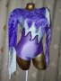 S/M Еластично лилаво боди с дълъг ръкав за спортни танци , снимка 1 - Корсети, бюстиета, топове - 42870996