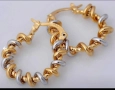 Интересни навити обеци от 9к бяло и жълто попълнено злато 15 лв., снимка 2
