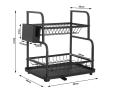 Сушилник за чинии на 2 нива с улей за мивка черен, снимка 5