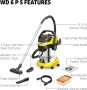 ПРАХОСМУКАЧКА KARCHER WD 6 PS, Сухо/мокро смукачка, снимка 4
