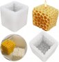 3D Пчелна медена пита килийки куб силиконов молд форма свещ капъп свещи, снимка 1