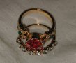 Двоен дамски пръстен с червен диамант, нов 💥, снимка 4