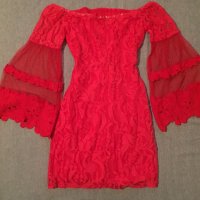 Елегантна червена дантелена рокля , снимка 7 - Рокли - 38035901