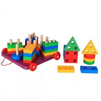 Детски дървен сортер - кола с формички, снимка 1 - Образователни игри - 40220939