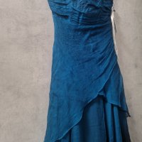 Официална Синя Рокля Естествена коприна размер М, снимка 7 - Рокли - 42473661