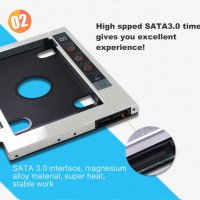 Адаптер за хард диск 12,7 мм за второ HDD или SSD за лаптоп. HDD Caddy, снимка 9 - Други - 27706408