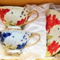Комплект красиви чаши за чай и кафе, снимка 1 - Подаръци за жени - 27212617