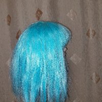 Електриково синя перука от изкуствен косъм за парти , снимка 2 - Аксесоари за коса - 42859050