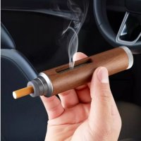 Преносим пепелник за кола дървен държач за цигари, снимка 1 - Аксесоари и консумативи - 42689540