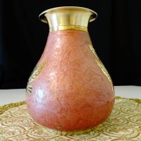 Бронзова ваза,гарафа,емайл,рози 730 гр. , снимка 6 - Вази - 37369337