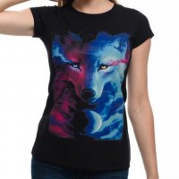 Нова дамска тениска с дигитален печат Вълк, GALAXY WOLF, Серия вълци, снимка 1 - Тениски - 29463595