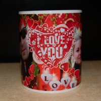 Чаша за влюбени със снимка!Чаша за Свети Валентин I LOVE YOU!, снимка 3 - Романтични подаръци - 31581528
