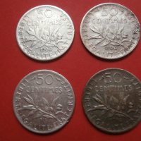 Сребърни монети 50 сантима 1900, 1904, 1913 и 1918, снимка 3 - Нумизматика и бонистика - 42098893
