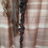 60 см Екстейшан конска опашка на шнола ,омбре черна с пепеляво, светло кестеняво , снимка 7 - Аксесоари за коса - 35499552