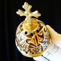 Английско бронзово кадило,тамянник,клетъчен емайл. , снимка 3 - Антикварни и старинни предмети - 32045216