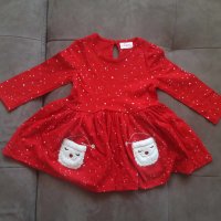 НОВА! Бебешка коледна рокля червена, размер 80см 9-12м, снимка 1 - Бебешки рокли - 42757402