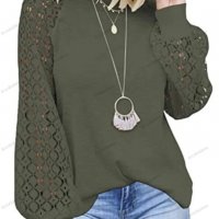 Дамски лек пуловер с дълги ръкави и дантелено деколте, 5цвята - 023, снимка 7 - Блузи с дълъг ръкав и пуловери - 39470757