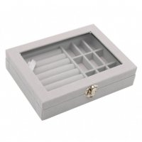 Кутия за бижута с огледало, сив цвят  Код на продукт: TS6128, снимка 2 - Други стоки за дома - 39696704