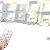 COVERY Цифров стенен часовник - 3D LED с аларма, дистанционно, снимка 1 - Стенни часовници - 42088589
