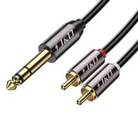 J&D сплитер TRS към двоен RCA аудио кабел, позлатена медна обвивка, тежък 6,35 mm 1/4 инча мъжки TR, снимка 1 - Други - 42834327