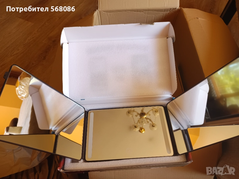 Преносимо фризьорско огледало на 360 градуса с лед светлина, снимка 1