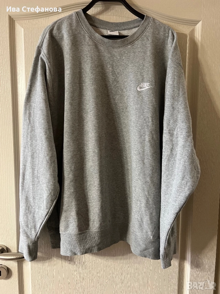 Спортна мъжка  ватирана памук памучна сива блуза Nike nike 100% оригинал., снимка 1