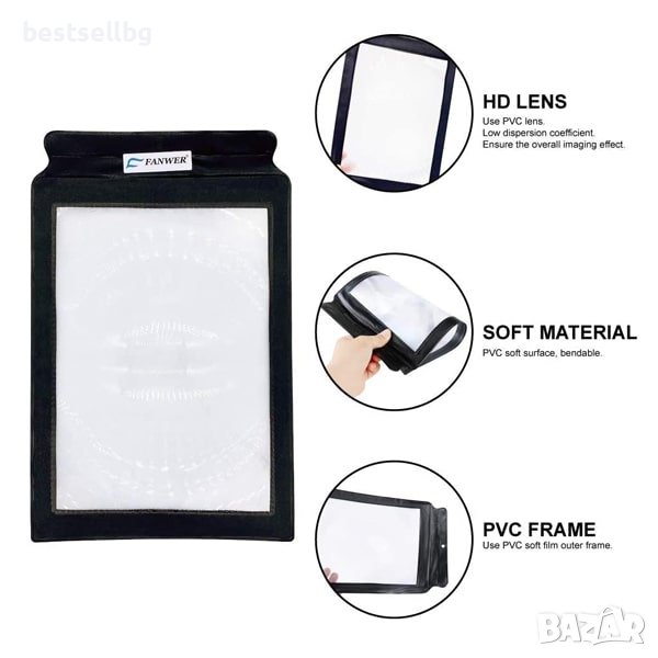 Увеличителна лупа А4 за четене на книга бродиране шиене 5X увеличение, снимка 1