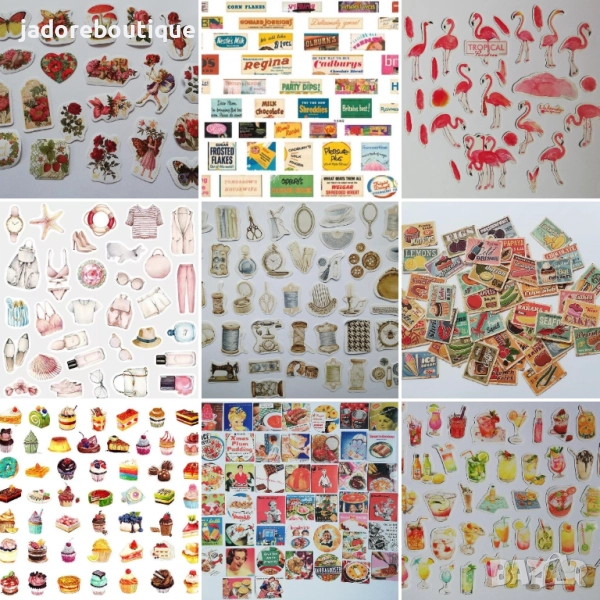 Стикери за скрапбук албум картички различни видове и количества, снимка 1