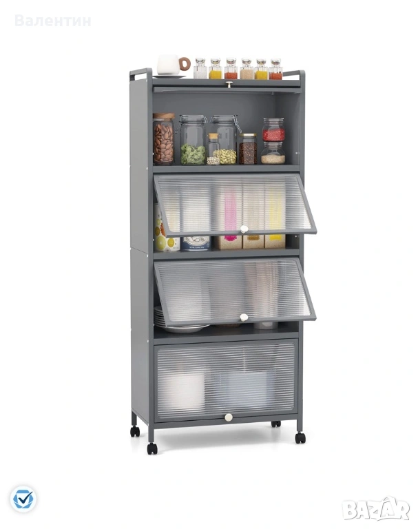 Кухненски метален шкаф на колелца, снимка 1