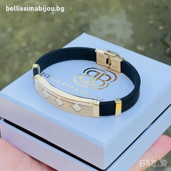 Мъжка Гривна От Медицинска Стомана и Силиконова Каишка, снимка 1