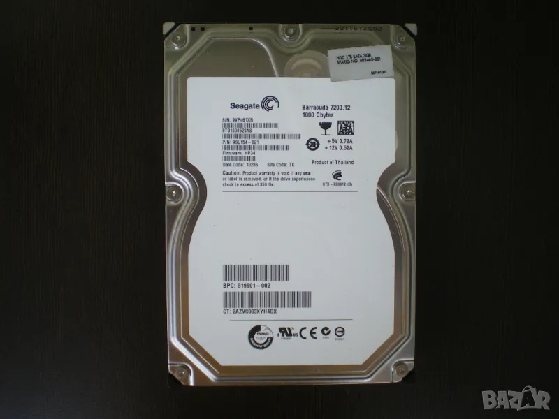 Хард диск 1TB Seagate ST31000528AS, SATA 3Gb/s, 7200rpm, 32MB кеш, 3.5", снимка 1