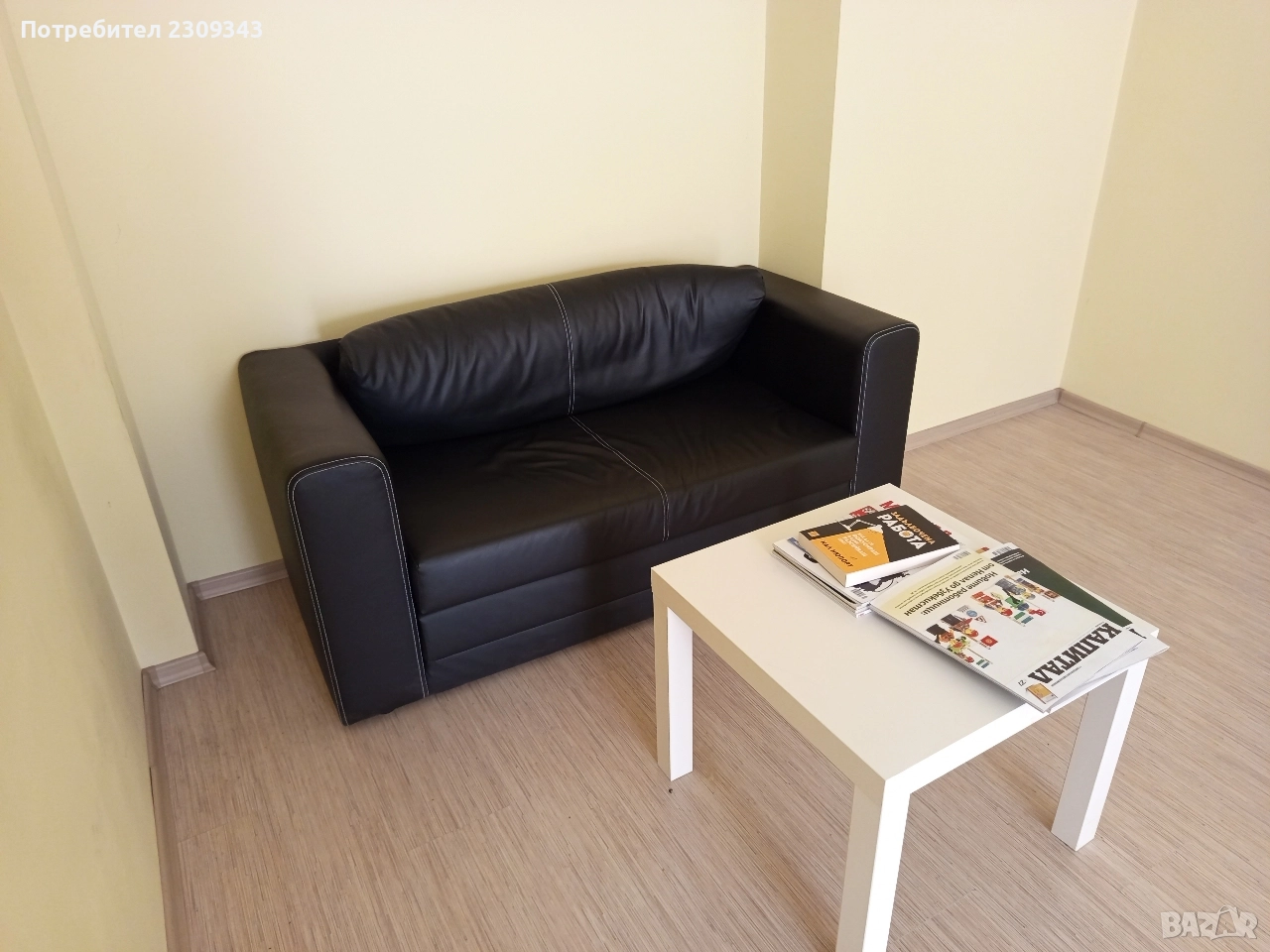 Диван от ИКЕА, кожен, черен , снимка 1