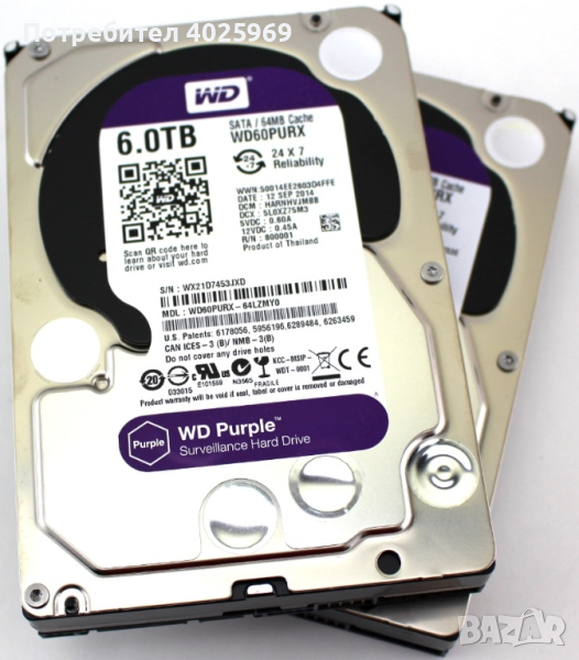 Хард Дискове WD Purple 6TB Sata 3.5, снимка 1