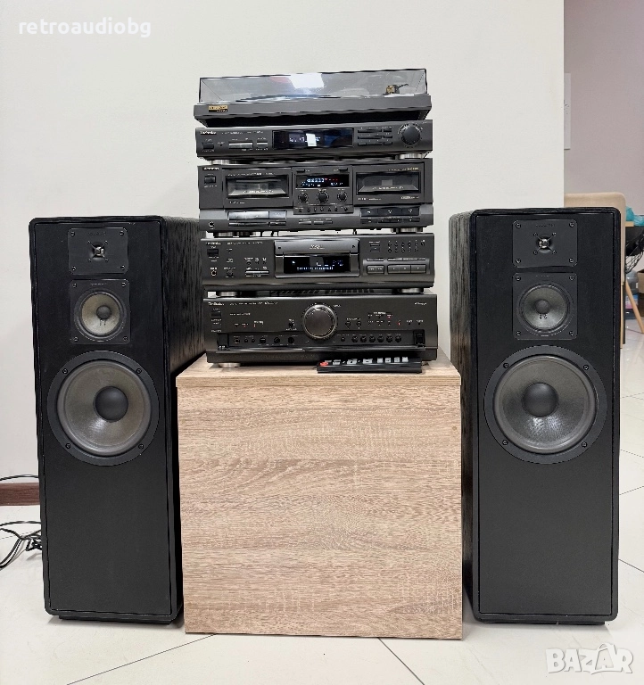 🔊Ретро аудио система TECHNICS - усилвател, сд плеър, двукасетъчен дек, тунер, грамофон и колони🔉, снимка 1