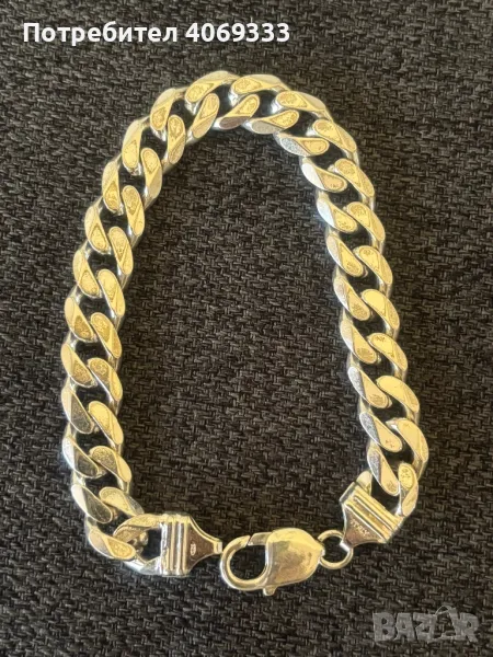 Сребърна гривна тип панцер 38.39гр 925, снимка 1