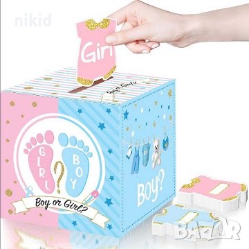 Кутия за гласуване разкриване пола на бебето момиче момче Boy or Girl gender party парти, снимка 1