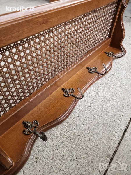 Масивна Етажерка-Закачалка- Естествен Ратан-внос от Германия!, снимка 1