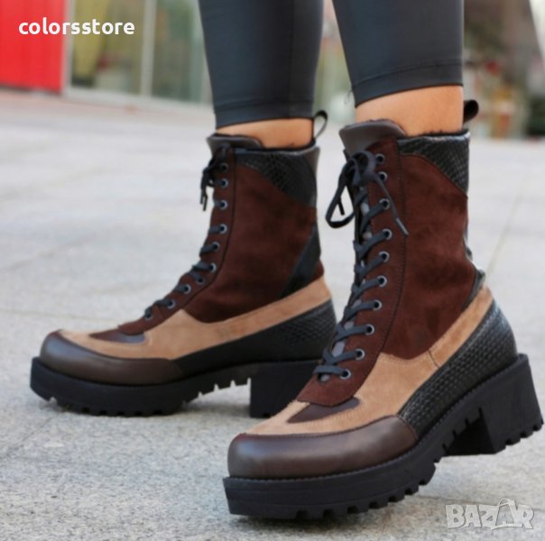  Равни боти - кафяво с черно - B5020, снимка 1