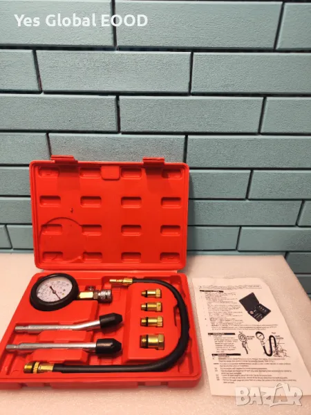 QUNNIE Комплект за тестване на компресия – Манометър за бензинови двигатели, снимка 1