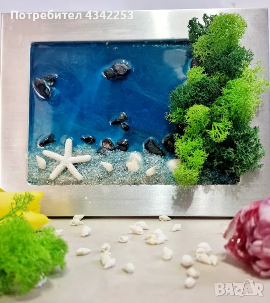 картина от епоксидна смола и скандинавски мъх , снимка 1