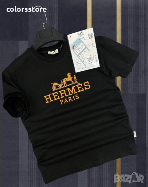 Черна мъжка тениска Hermes  кодVL60H, снимка 1